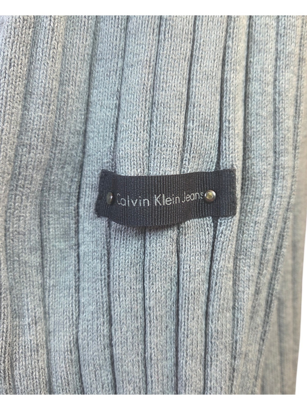 Calvin Klein Jeans Men's Grey Ribbed Half-Zip Sweater Size Large - Picture 4 of 5